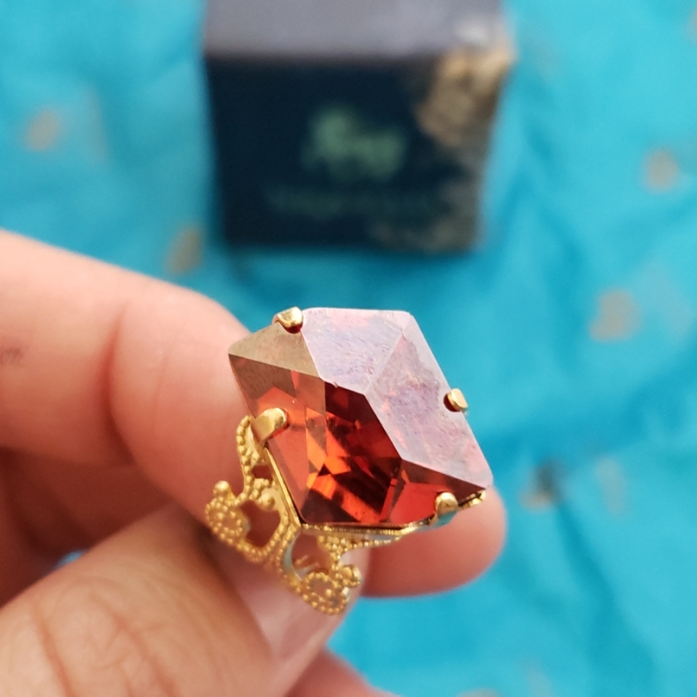 Crystal Looking Square Statement Ring - image 4